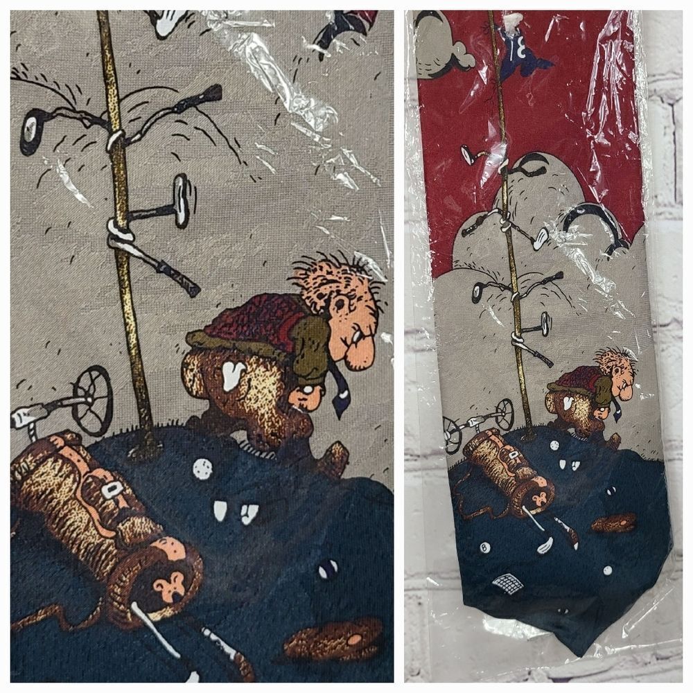 NWT Men's Grumpy Old Golfer Funny Necktie Funky Vintage Novelty Golf Neck Tie